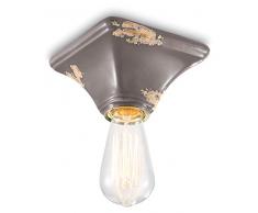 Ferroluce RetrÃ² Plafoniera Base Quadrata E27, Tortora