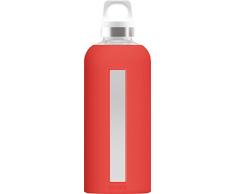 Sigg Star Scarlet Borraccia Vetro (0,5L), Borraccia ermetica e priva di Sostanze nocive, Borraccia Acqua Resistente al Calore in Vetro con Rivestimento in Silicone