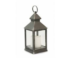 Galileo Casa 2197942 Lanterna in plastica Quadrata Anticata Nera con ca, Nero, Misure p. 10,5 x h. 2