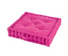 DOUCEUR DINTERIEUR Cuscino da Pavimento, 45 x 45 x 10 cm, in Cotone, Tinta Unita, Fucsia, 45 x 45 x 10 CM