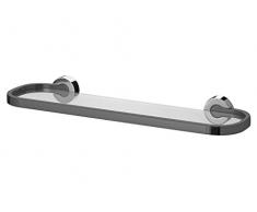 Bisk 45.8 x 5 x 12.7 cm Ventura Mensola in Vetro con ferramento e Supporto in Zinco Cromato, Griggio