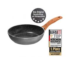 Stone Line 17783Â Back To Nature Padella induzione 24Â cm, Maniglie in Legno Effetto Padella, Alluminio, Grigio, 30.9Â x 26.4Â x 9.4Â cm