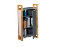 Relaxdays - Armadietto da Bagno con Struttura in bambù e 3 Ganci, 58 x 31,5 x 15 cm, Colore: Grigio Scuro