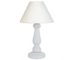 Tosel 63747 piede lampada, legno faggio, Pittura cérusée, paralume cotone, E27, 40 W, bianco cérusé, 25 x 40 cm