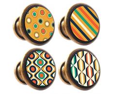 Knuttys Knobs 4 x Motivi retrÃ² (2) Finitura Ottone Anticato 30 mm cassetti Armadio manopole