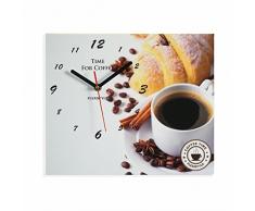 FLEXISTYLE Orologio da Parete da Cucina Coffee & Croissant Silenzioso, Vetro Acrilico, Made in UE