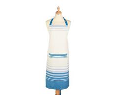 Kitchencraft Jacquard Stripe Regolabile 100% Stampato Grembiule da Cucina, Cotone, Crema/Blu, 69Â x 1Â x 89Â cm
