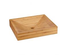 Relaxdays 10025947 Lavabo Bagno Rettangolare, Bagno Patronale Ospiti,in bambù,Moderno,Massiccio Grande,9,5X52X43 Cm, Naturale