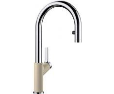 BLANCO Miscelatore monocomando Carena S Vario ad Alta Pressione di Acqua di Rubinetto per la Cucina, Silgranit Look Doccetta con Tubo Regolabile Champagne/Cromato