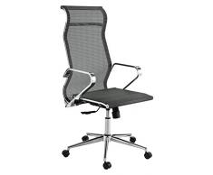 Wink Design Task Net Poltrona da Ufficio, Metallo, Grigio, 56x60x130 cm