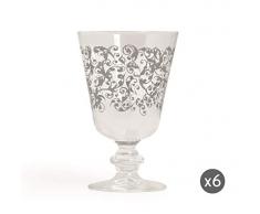 Excelsa Domus Set 6 Calici Vino, Vetro, Grigio