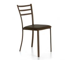 Tuoni Bibi Sedia, Metallo Laccato, Ecocuoio, Tortora, 4 Pezzi
