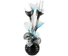 Flourish Creative Florals Abbinabili coppia di acqua blu fiori artificiali in vaso nero, decorazioni per la tavola, accessori per la casa, regali, ornamenti, altezza 32 cm