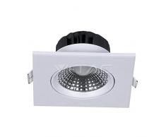Faretto Incasso LED 5W, 350Lm 68° Orientabile Quadrato Alluminio PkW, Bianco