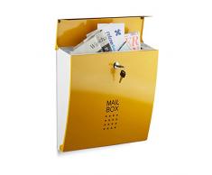 Relaxdays 10020806_48 Cassetta della Posta, Metallo, Giallo, 10x35x33.5 cm