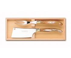 LAGUIOLE Claude Dozorme 2.60.024.63Â âÂ Set coltelli Formaggio, Manico in Corno Chiaro, borchia in Ottone