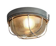 Brilliant 94481/70Â Lauren lampada da soffitto, metallo/vetro, E27, 40Â W, Grigio acciaio, 25,5Â cm
