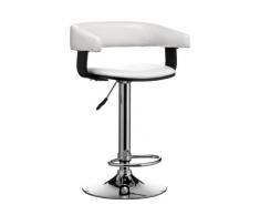 Premier Housewares 2402300 Sgabello Altezza Regolabile in Legno Nero ed Ecopelle con Base Cromo, 103x52x45 cm, Bianco