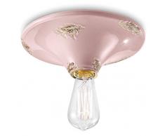 Ferroluce Retrò Plafoniera Vintage E27, 77 W, Cipria Lucido, 25x9 cm