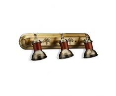 Relaxdays Applique da Parete, Ottone in Stile Antico, Orientabile, Metallo, Hxlxp: 17,5 X 12 X 15 Cm, Marrone, 3 Paralumi