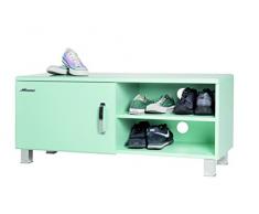 MIAMI - Panchina con 1 Anta e 2 Scomparti con passacavi, in Legno, 37 x 130 x 45 cm, Colore: Verde Menta Metallizzato