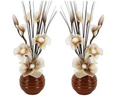 Flourish Creative Florals Abbinabili coppia di marrone e crema marrone vaso di fiori artificiali, decorazioni per la tavola, accessori per la casa, regali, ornamenti, altezza 32 cm