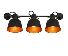LUCIDE Pia Lampada da Parete 180 W, Nero, Ottone Satinato