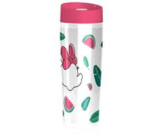 AMBITION 72530 Tazza Termica, 400 ml, Motivo: Minnie, Topolino Disney, Idea Regalo per Bambini, Colore: Bianco/Verde/Rosa, Acciaio Inox 18/8, Anguria