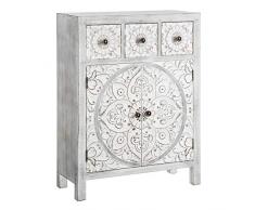 AXIDECOR - Mobile da Ingresso Orientale, 3 cassetti, 2 Ante, in Legno, 63 x 26 x 82 cm
