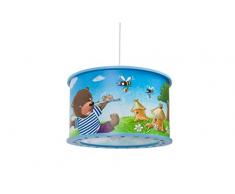 Elobra - Lampada a sospensione per bambini a forma di orso, in legno, 40 W, colore: Blu