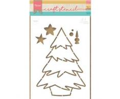 Marianne Design Stencil Albero di Natale per Scrapbooking, Biglietti e Altre Creazioni con la Carta, Bianca, small