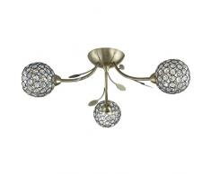 Searchlight Lampada plafoniera a 3 bracci. Finitura in vetro e ottone anticato. Rif. 6573-3ab, 35 W, invecchiato