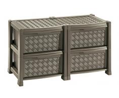 Tontarelli Arianna Cassettiera con 4 Cassetti Doppia, Wengè, 78 x 49.5 x 44.5 cm