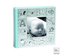 Quadro Album Bambino Blu per 100 foto a tasche 10 x 15, rosa / argento, metallo;argento
