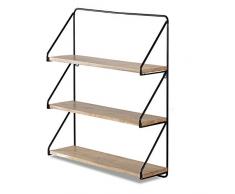 MH London Madeleine Home Lugo-Mensola Galleggiante a 3 Ripiani, con Finitura a Polvere Nera, con Cornice in Metallo, per Cucina, Soggiorno, Camera da Letto, Ufficio, Nero, 3-Tier