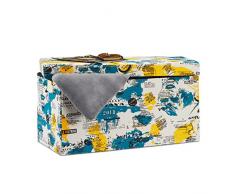 Relaxdays 10022870_469 Panca Pieghevole Motivo Beauty Pouf Contenitore a Fantasia Sgabello Imbottito HxLxP: 38 x 76 x 38 cm Colorato
