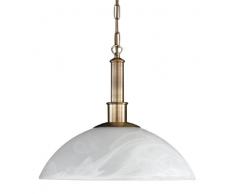 Honsel Leuchten 76331 - Lampada a sospensione, in ottone antico e vetro alabastrato, Ã 40 cm, 1 x 60 Watt, attacco E27 (lampadina non incluse), colore: Bianco