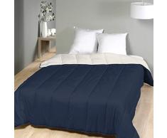 laurentmortreux - Piumino Bicolore, 220 x 240 cm, Leggero, Poliestere, 220 x 240 cm, Colore: Blu Marino/Beige