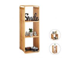Relaxdays Scaffale Aperto con Angoli Arrotondati, Mobile da Bagno con Mensole, Quadrato, bambù, Marrone, HxLxP: 96x33x33 cm