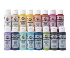 Delta Creative Piece Delta CeramCoat Assortment Set di Pittura acrilica, 16 Bottiglie (2-Once), Colori piÃ¹ Venduti, Multi, 2 oz