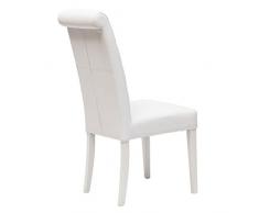 La Seggiola Billionaire, Art. 124, Sedia in Ecopelle Soft Bianco, Struttura Laccata in Tinta, Set. 2 Pz