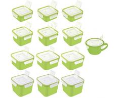 BranQ - Home essential Q-Lock Go - Contenitori salvafreschezza in plastica PP, 13 pz, Colore: Verde