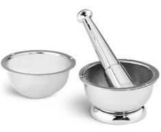 Kuchenprofi pestello e Mortaio in Acciaio Inox con 2 Inserti