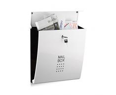 Relaxdays 10020806_49 Cassetta della Posta, Metallo, Bianco, 10x35x33.5 cm