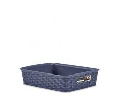 Stefanplast Elegance Cestino Rattan, Blu, 25x19x6 cm