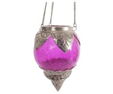 Ian Snow - Lanterna in Vetro a Effetto crepato, Colore: Rosa