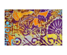 LifeStyle-Mat 200564 Tappetino Fruscio di Foglie Antiscivolo e Lavabile, Ideale per lingresso, Il Guardaroba o la Cucina, 50 x 75 cm, Viola/Arancione