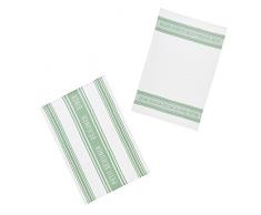 Kitchen Craft Set di 2 Strofinacci in 100% Cotone Jacquard, 70 x 47 cm, Colore: Verde/Bianco, 46 x 0.1 x 69.5 cm, 2 Set