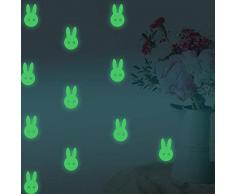Fillplus Wall Stickers Coniglio Glowing Sticker murale Decalcomanie Arte Soggiorno Scuola Materna Ristorante Hotel Cafe Ufficio Decorazioni per la casa Decorazione, Multicolore