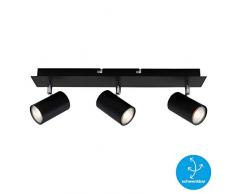 Briloner Leuchten Faretto a soffitto, orientabile, plafoniera 3 Teste, GU10, Max. 40 Watt, Colore Nero W